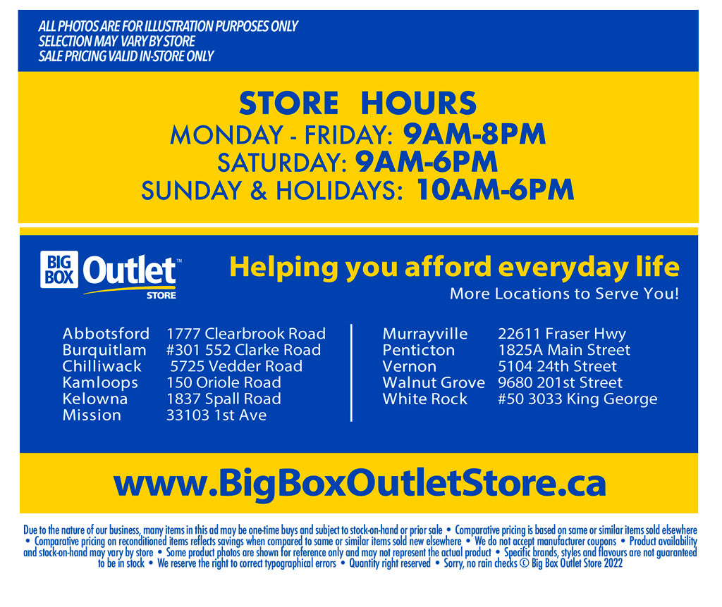BIG BOX OUTLET STORE HOURS 11 LOCATIONS HELPING YOU AFFORD EVERYDAY LIFE